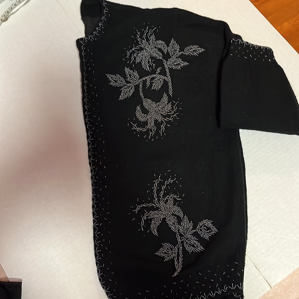 vintage 1960's black sweater beaded